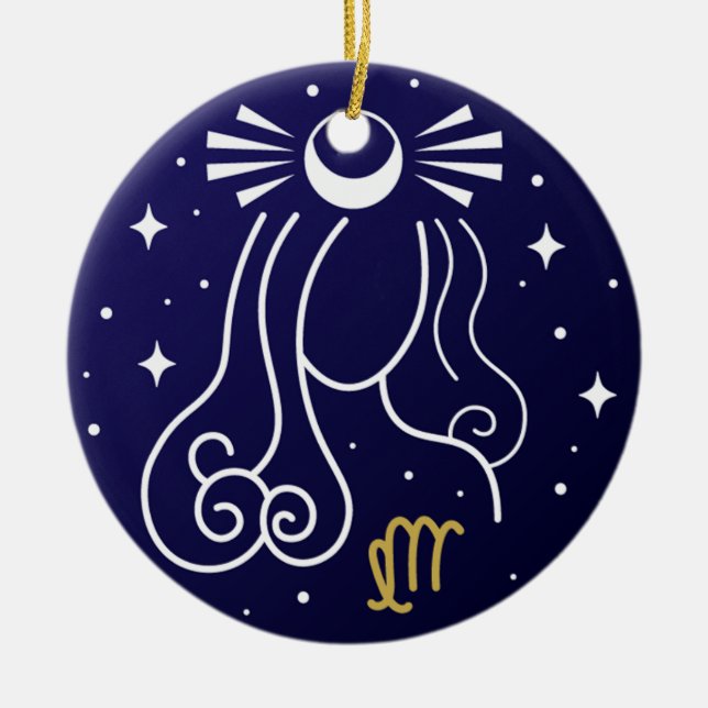 Virgo Jungfrau Zodiac Sign Keramik Ornament (Vorne)