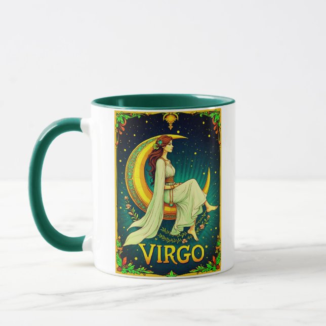 Virgo Maiden Sitting on Crescent Moon Tasse (Links)