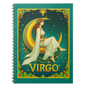 Virgo Maiden Sitzen auf dem Crescent Moon Notizblock