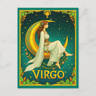 Virgo Maiden Sitzen auf dem Crescent Moon Postkarte