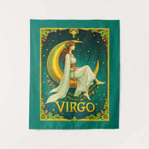 Virgo Maiden Sitzen auf dem Crescent Moon Wandteppich