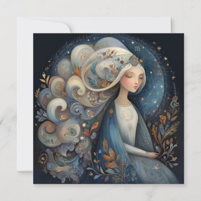 Virgo Maiden Zodiac Astrology Mystical Birthday Karte (Vorderseite)