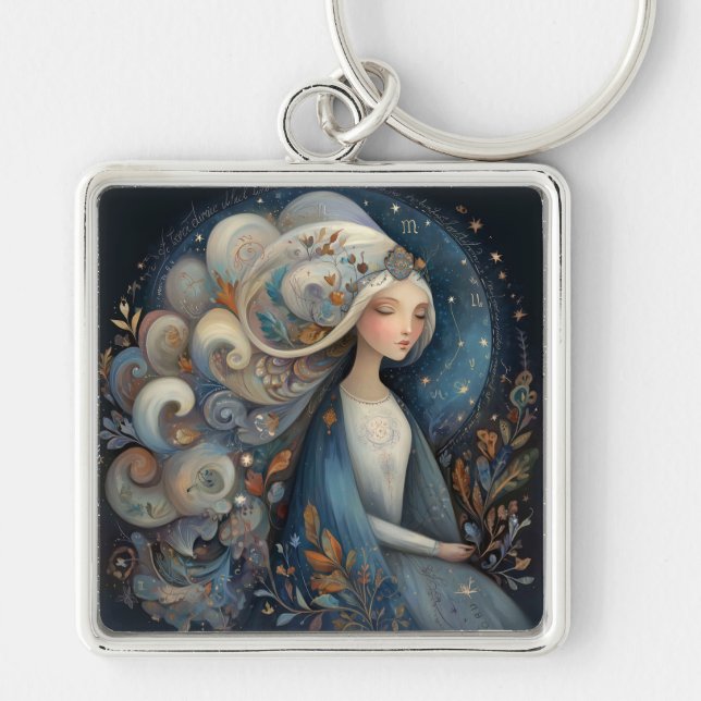 Virgo Maiden Zodiac Astrology Mystical Birthday Schlüsselanhänger (Vorne)