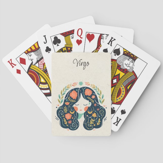 Virgo Maiden Zodiac Floral Spielkarten (Rückseite)