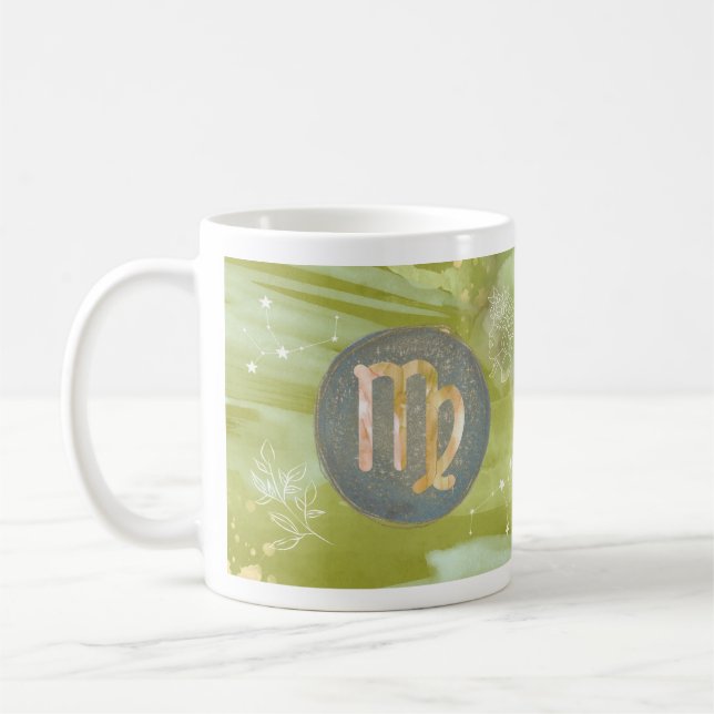 Virgo Olive Green Astrologie Zodiac Sign Mug (Gauche)