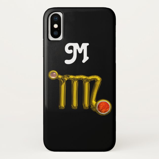 VIRGO ORANGE AGATE GOLD ZODIAC SIGN JEWEL MONOGRAM Case-Mate iPhone HÜLLE (Rückseite)