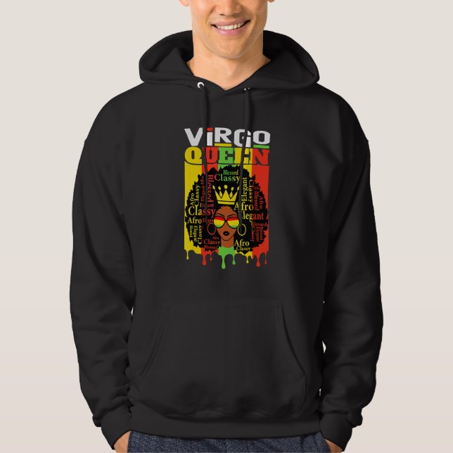 Virgo Queen Zodiac Afro Hair Style Gesegnet Klasse Hoodie (Vorderseite)