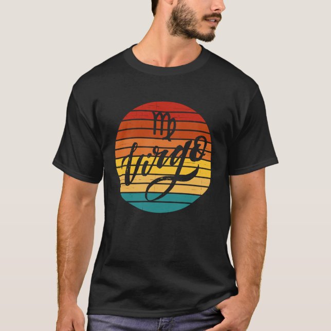 Virgo Retro Farbenfrohe Sonnenuntergänge Zodiac Si T-Shirt (Vorderseite)