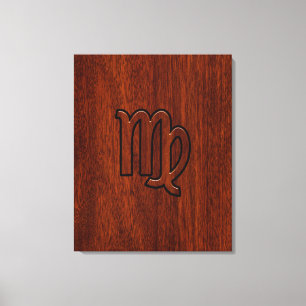 Virgo-Schild im Mahagoni-Holzstil Leinwanddruck