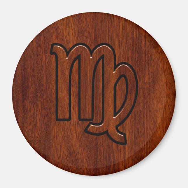 Virgo-Schild im Mahagoni-Holzstil Magnet (Vorne)