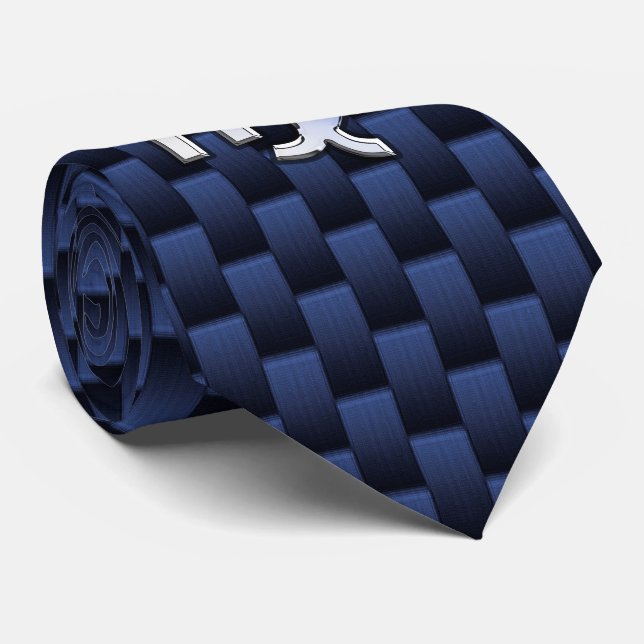 Virgo Sign auf Blue Carbon Fibre Print Style Krawatte (Gerollt)
