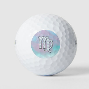 Virgo Sign on Pastels Mutter Perlenstil Print Golfball