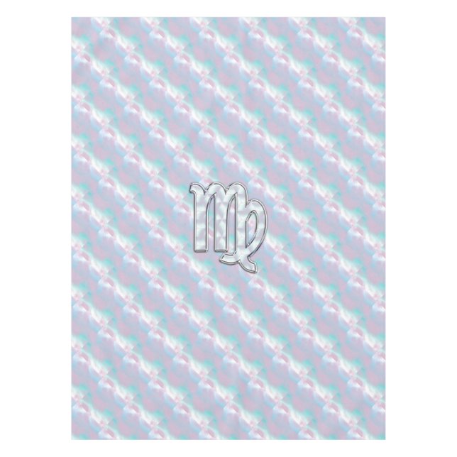 Virgo Sign on Pastels Mutter Perlenstil Print Tischdecke (Vorderseite)