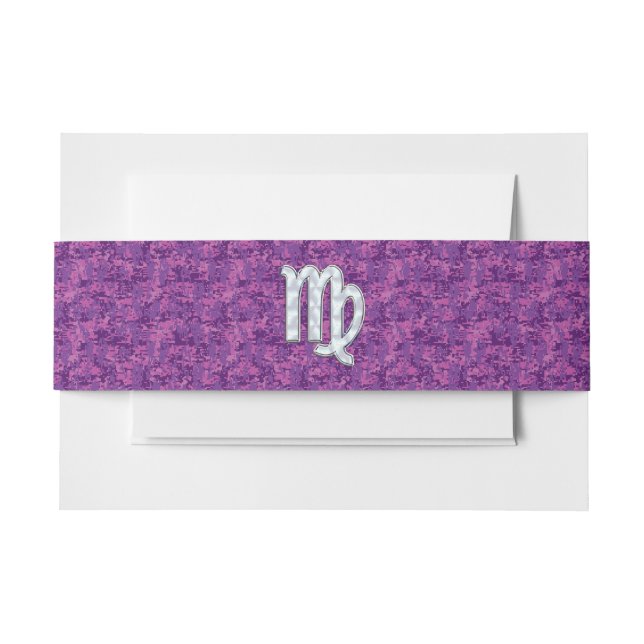 Virgo Sign on Pink Fuchsia Digital Camouflage Einladungsbanderole (Vorderseite Beispiel)