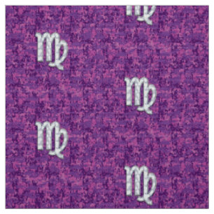 Virgo Sign Pink Fuchsia Digital Camouflage Style Stoff