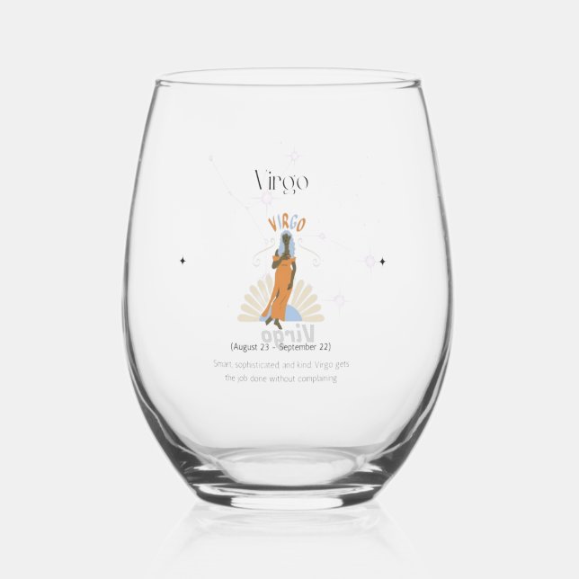 Virgo Stemless, Zodiac, Konstellation Weinglas Weinglas Ohne Stiel (Vorderseite)