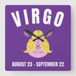 Virgo-Sternzeichen Quadratische Wanduhr
