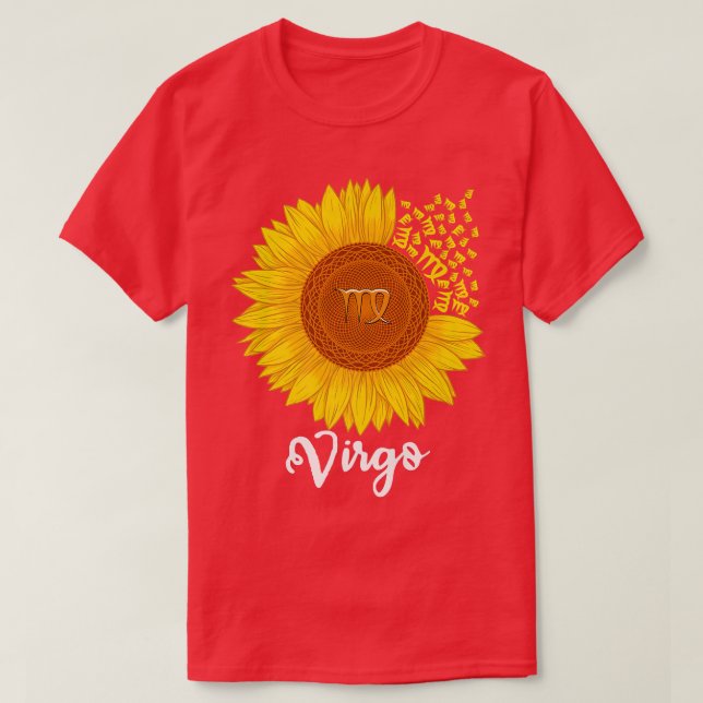 Virgo Sunflower Zodiac Signature Floral Astrologie T-Shirt (Design vorne)