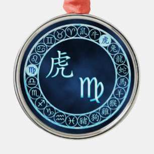 Virgo/Tiger Silbernes Ornament