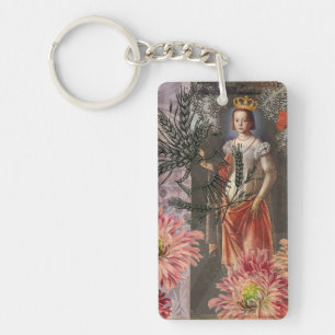 Virgo Woman Portrait Antique Colorful Rich Schlüsselanhänger