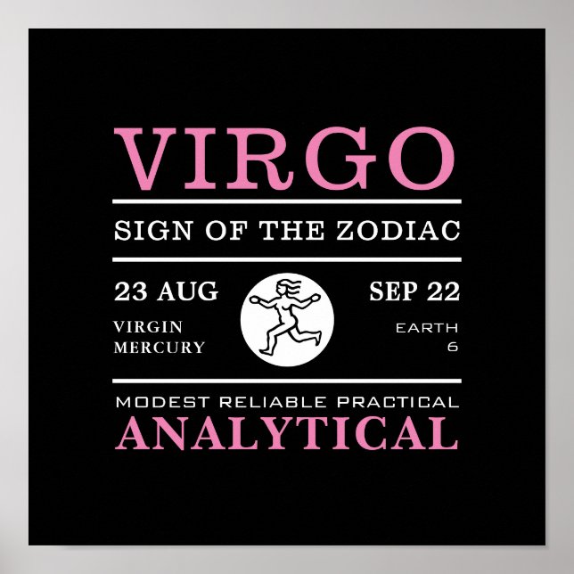 Virgo-Zeichen des Zodiaks, Astrologisches Poster (Vorne)