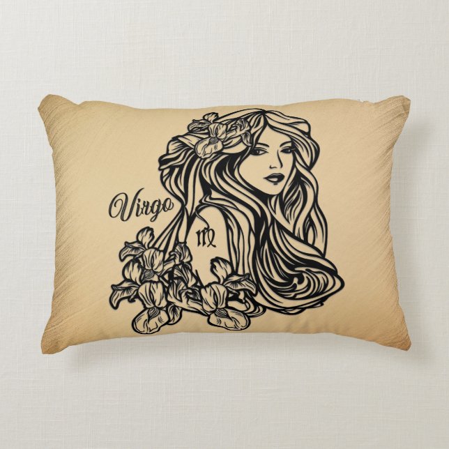 Virgo Zodiac Antique Look Dekokissen (Vorderseite)