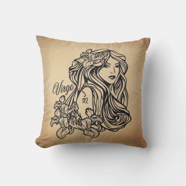 Virgo Zodiac Antique Look Kissen (Vorderseite)