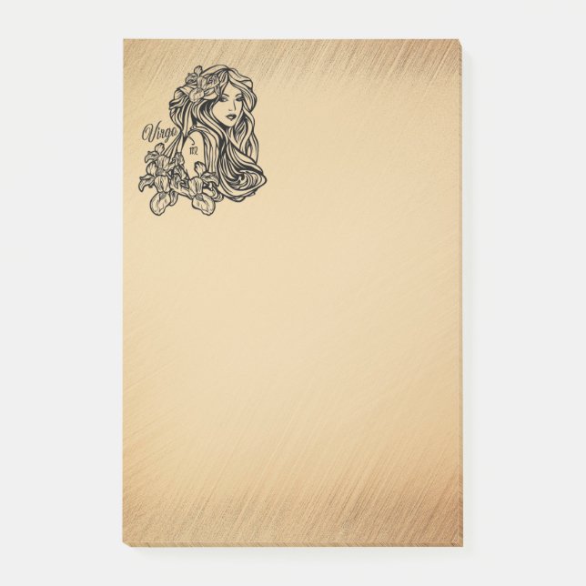 Virgo Zodiac Antique Look Post-it Klebezettel (Vorderseite)