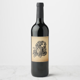 Virgo Zodiac Antique Look Weinetikett