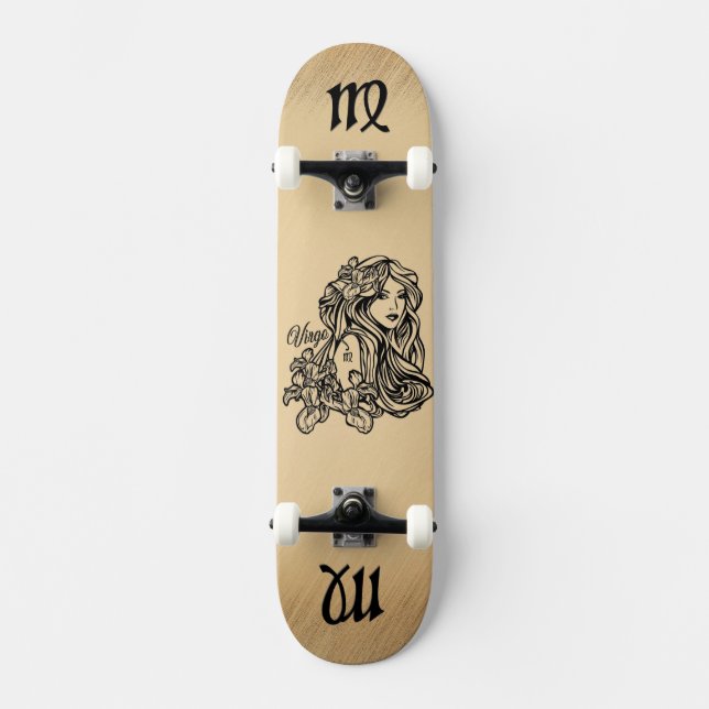 Virgo Zodiac Antique Skateboard (Vorderseite)