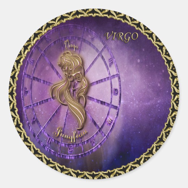 virgo Zodiac Astrologie Design Horoskop Runder Aufkleber (Vorderseite)