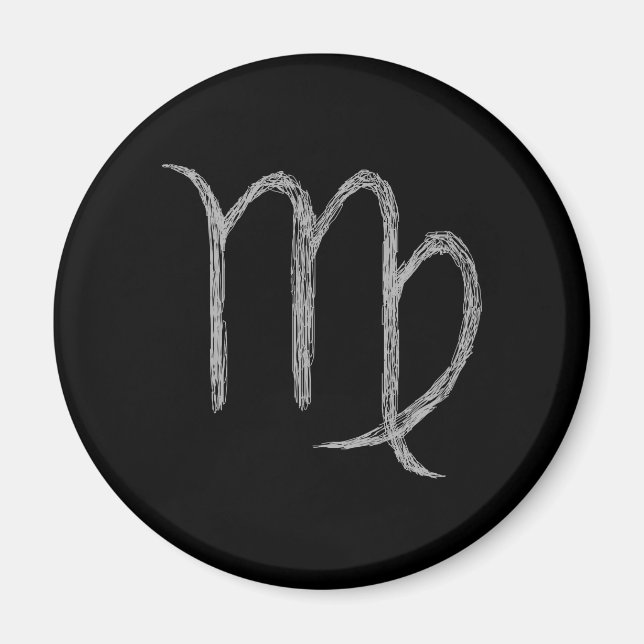 Virgo. Zodiac Astrologie Zeichen. Schwarz. Magnet (Vorne)