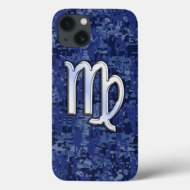 Virgo Zodiac auf Navy Blue Digital Camouflage Deko Case-Mate iPhone Hülle (Rückseite)