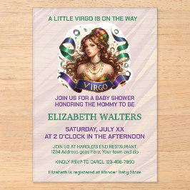 Virgo Zodiac Baby Shower Lavender and Green Acryleinladungen