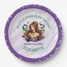 Virgo Zodiac Baby Shower Lavender and Green
