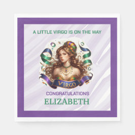 Virgo Zodiac Baby Shower Lavender and Green Serviette