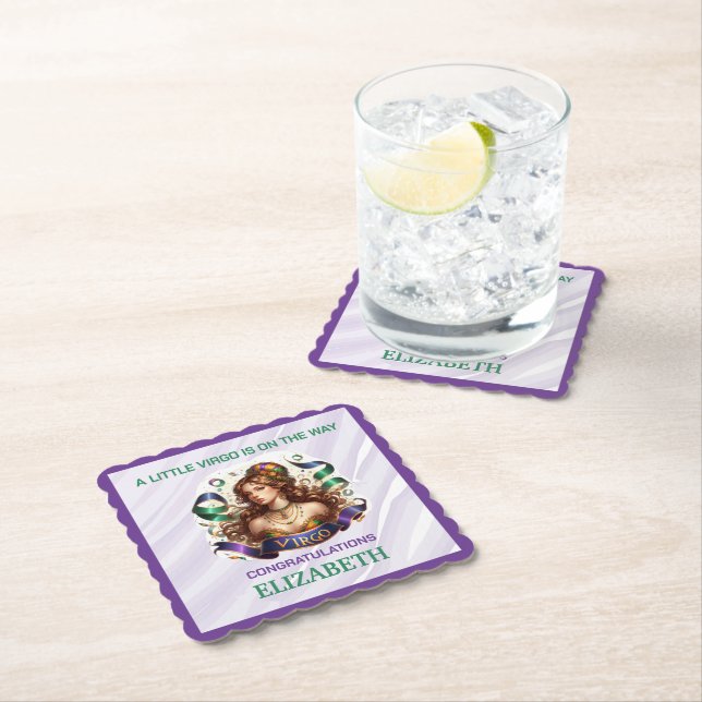 Virgo Zodiac Baby Shower Lavender and Green Untersetzer (Vor Ort)