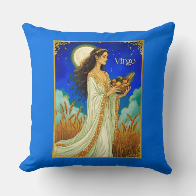 Virgo Zodiac Beauty Under a Night Sky Kissen (Vorderseite)