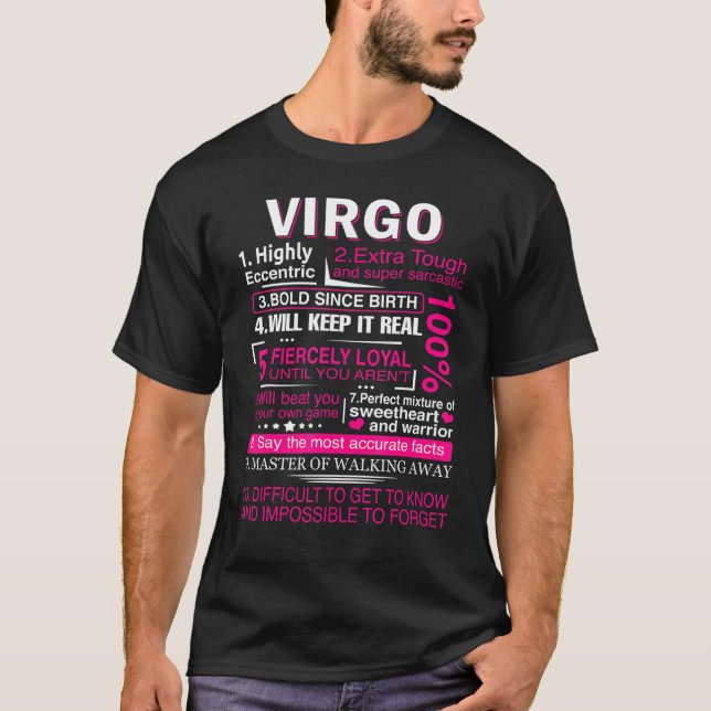 Virgo Zodiac Birthday Girls Sprichwort Virgo Sign T-Shirt (Vorderseite)