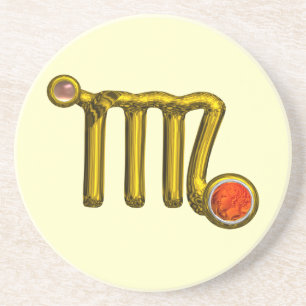 VIRGO ZODIAC BIRTHDAY JEWEL Gold Gray Orange Agate Sandstein Untersetzer