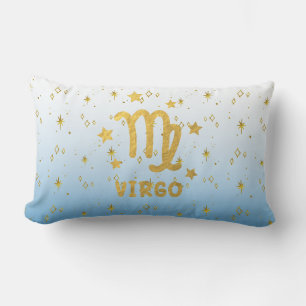 Virgo Zodiac Blue und Gold Lumbar Pillow Lendenkissen