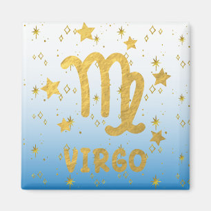 Virgo Zodiac Blue und Gold Magnet
