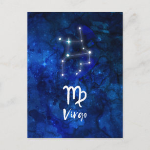 Virgo Zodiac Constellation Blue Galaxy Celestial Postkarte