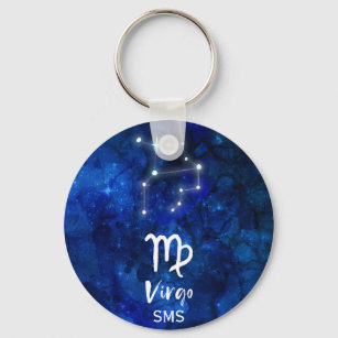Virgo Zodiac Constellation Blue Galaxy Monogram Schlüsselanhänger