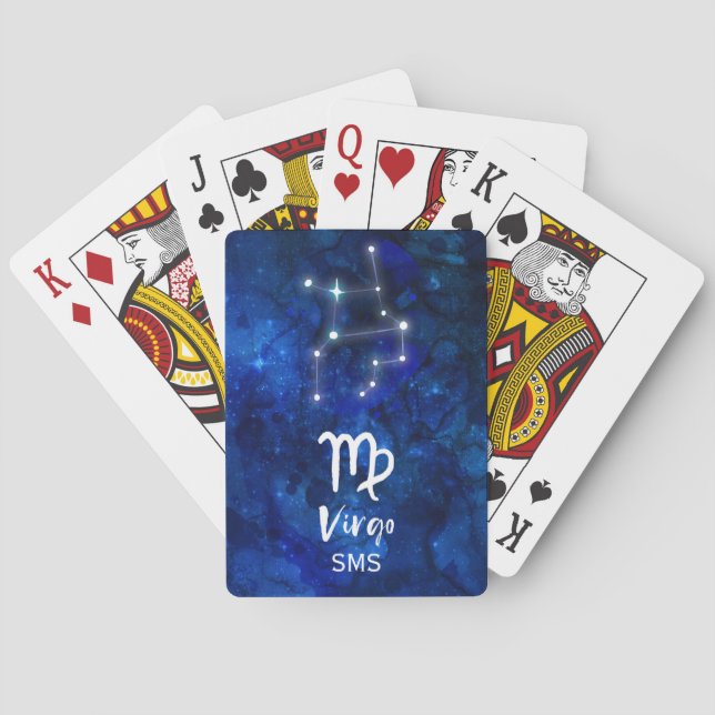 Virgo Zodiac Constellation Blue Galaxy Monogram Spielkarten (Rückseite)