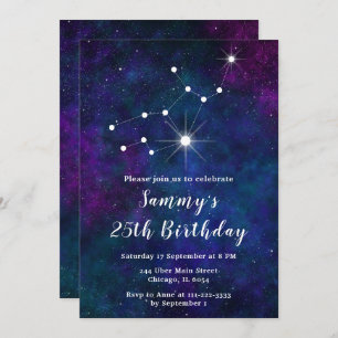 Virgo Zodiac Constellation Geburtstagsparty Einladung