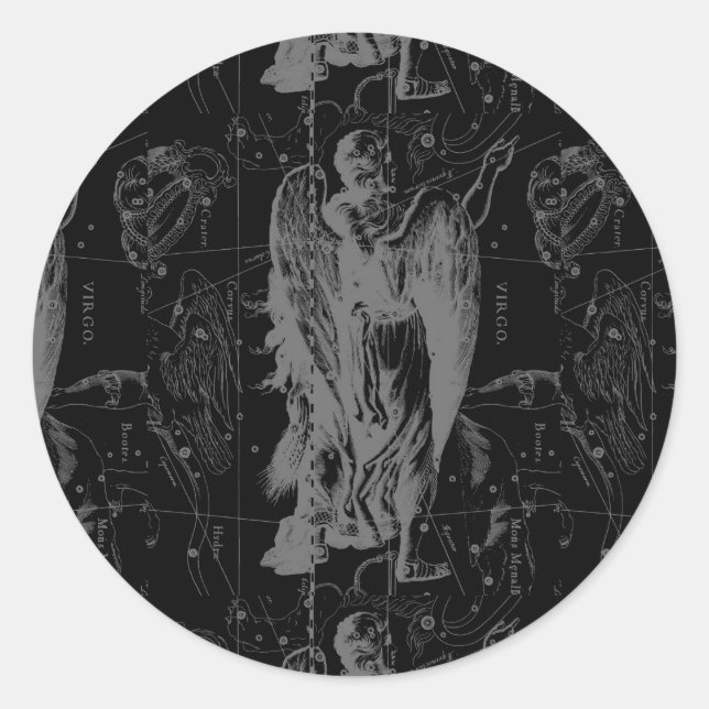 Virgo Zodiac Constellation Hevelius 1690 Runder Aufkleber (Vorderseite)