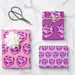 Virgo Zodiac Coquette Herz Birthday Cake Geschenkpapier Set