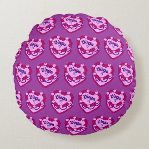 Virgo Zodiac Coquette Herz Birthday Cake Rundes Kissen