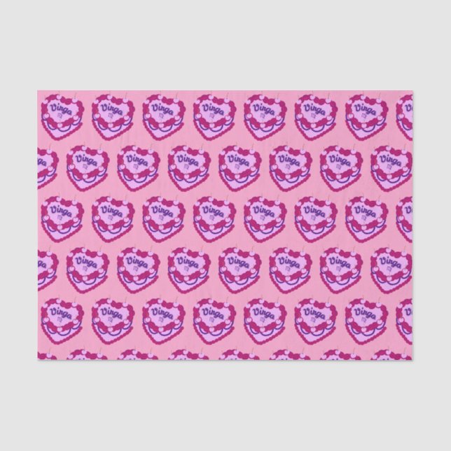 Virgo Zodiac Coquette Herz Birthday Cake Seidenpapier (Vorderseite)